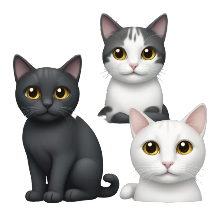 two cats: one that is dark grey and white, and one that is black sticker