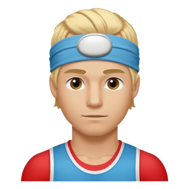 blonde male athelete with headband sticker