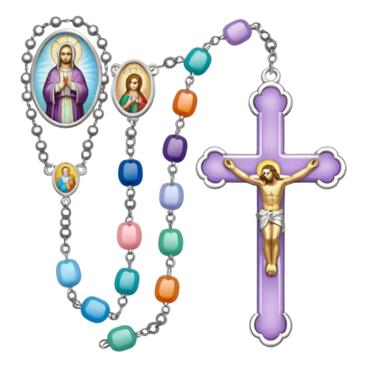 jolie chapelet catholique multicolore pastel sticker