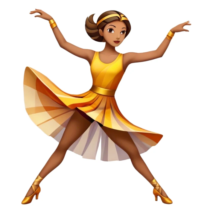 Icon for Contemporary Dance: bright modern clothing, abstract shapes, movement lines, and stage lighting with spotlights. The icon should convey the expressive and dynamic nature of contemporary dance, focusing on style and energy. Transparent background. sticker