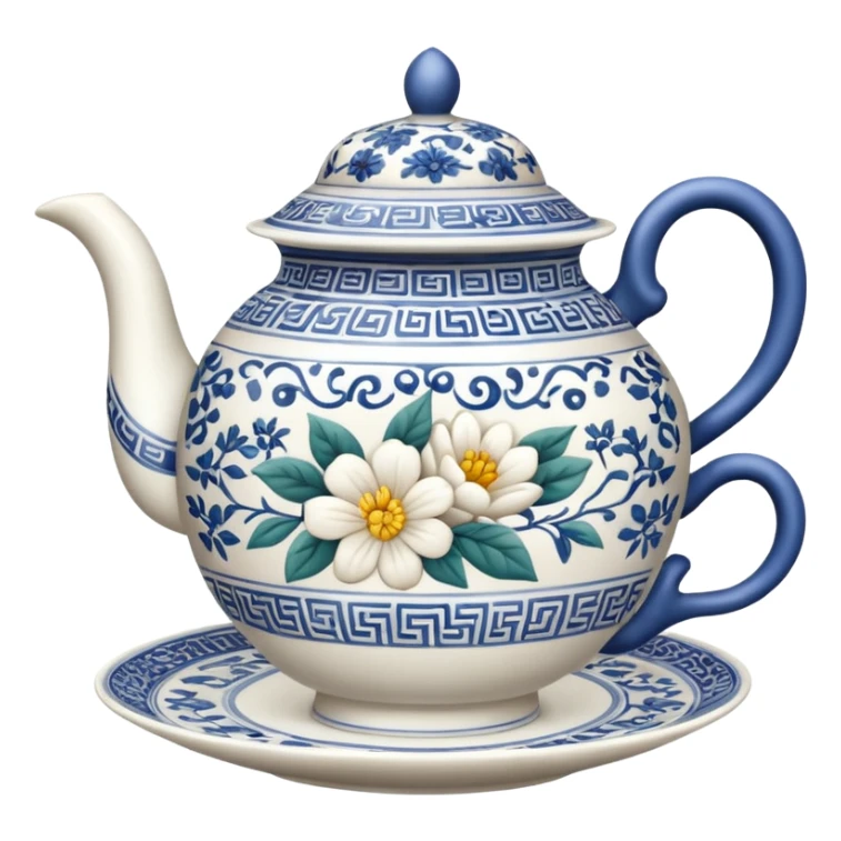 Realistic emoji set of Chinese tea sticker