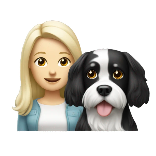 Black and white havenese dog with blonde woman sticker