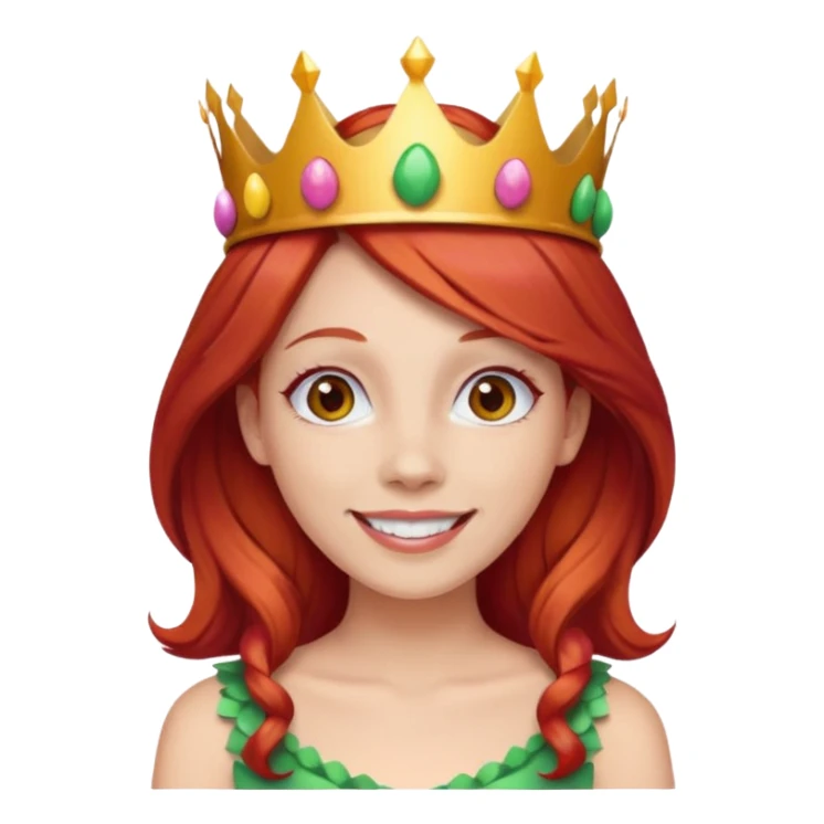 red hair woman wearing a candy crown sticker