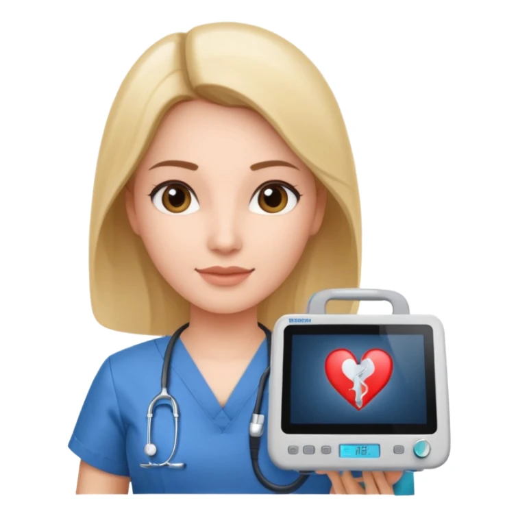 Cardiac sonographer with Philips ultrasound machine sticker