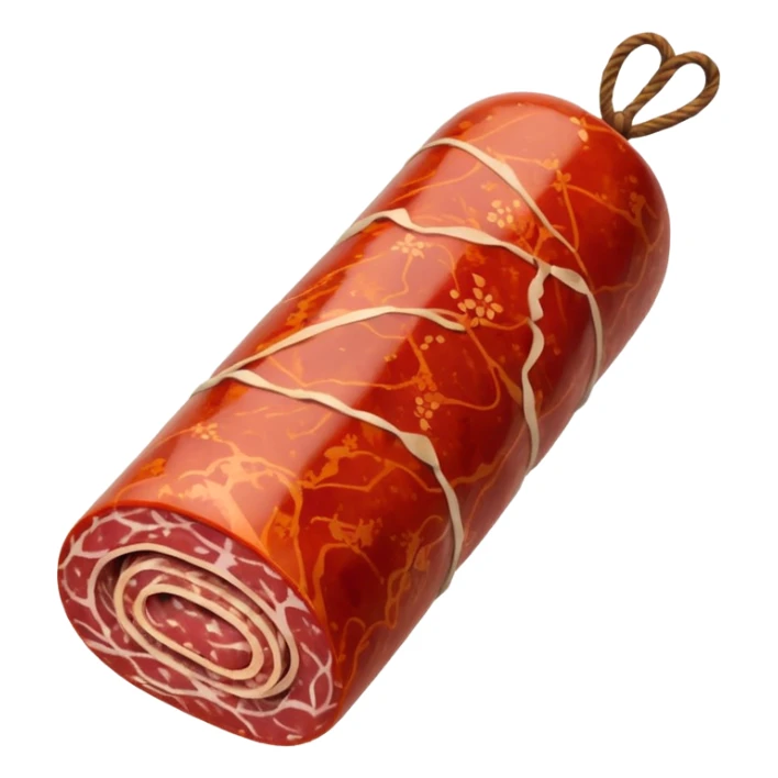 whole salami sausage with tied ends sticker