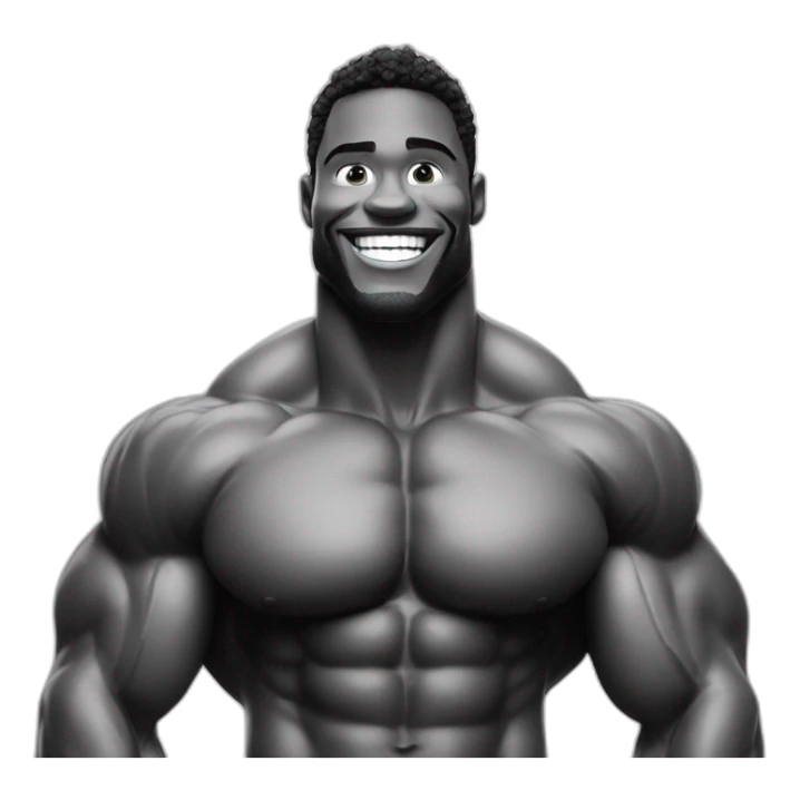 Giga Chad smiling black and white musculation meme a little from profile sticker