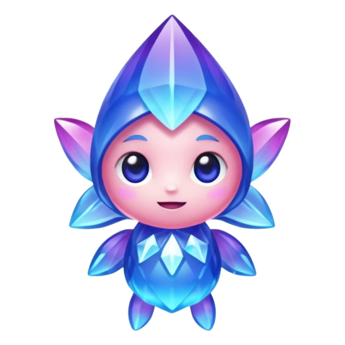 kawaii chibi style crystal sprite creature that is purple, blue, and pink  sticker