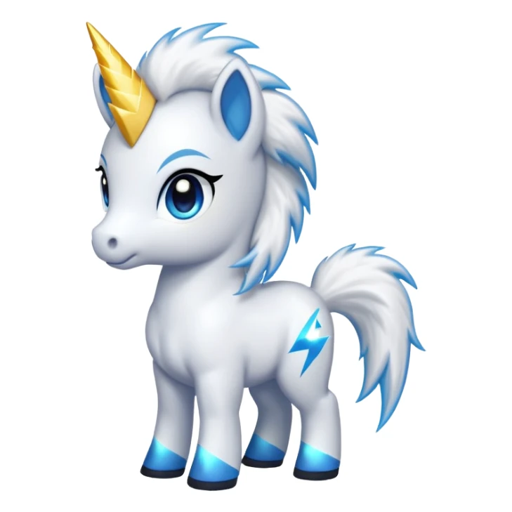 small chibi pony with Pokémon-like features, lightning bolt tail, bright colors sticker