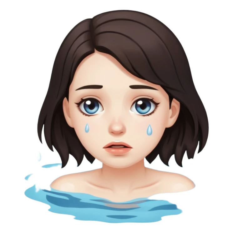 Beautiful brunette drowning In pool of tears, total devastation  sticker