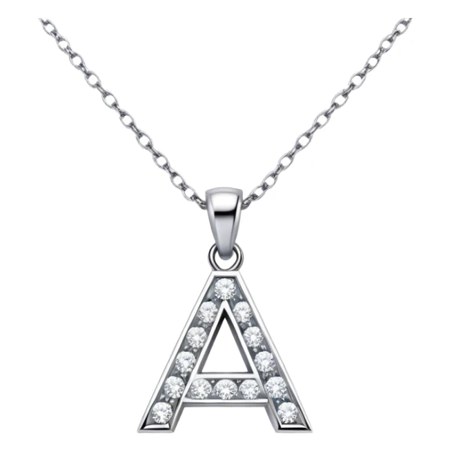 Diamond necklace with the small letter A pendant  sticker