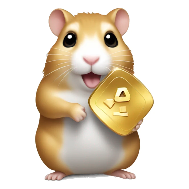 A hamster holding youtube gold play button award sticker