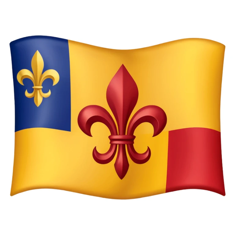 Louisiana Creole flag with a deep blue background, a single gold five-pointed star in the upper left, and three gold fleur-de-lis below it. Flat vector design, clean lines, high contrast, no text, clear at small size. sticker