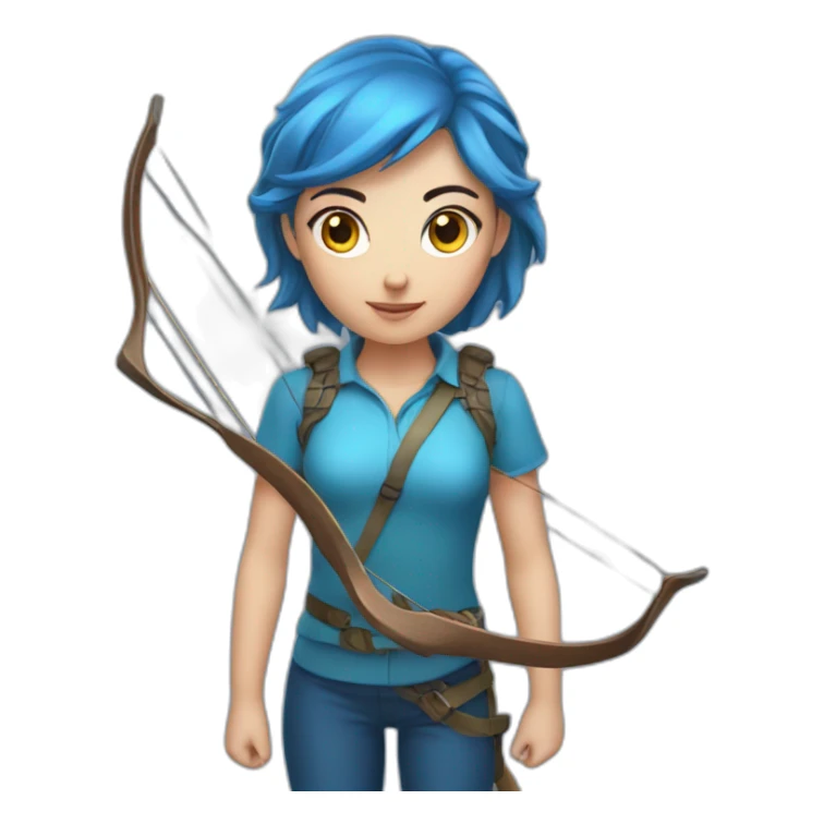 a girl hunter with a bow, blue, only head with horns sticker
