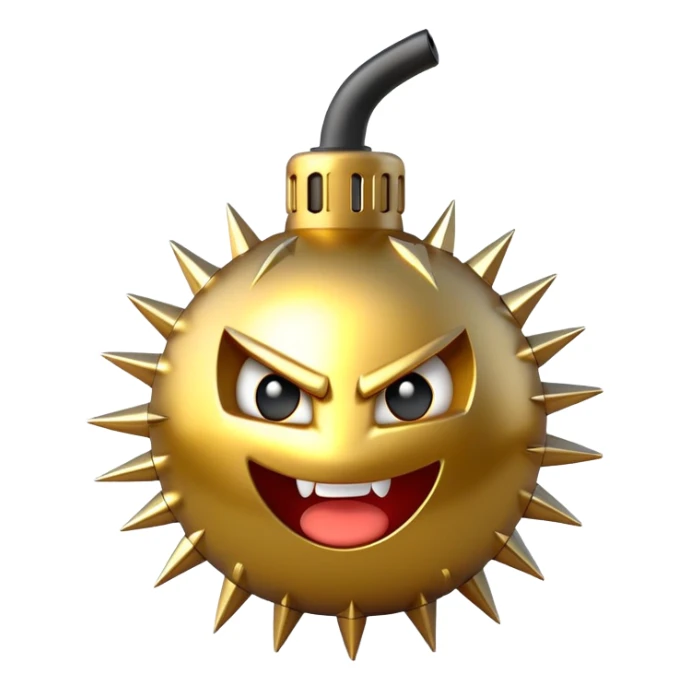 Golden grenade bombangry smile spikes  sticker