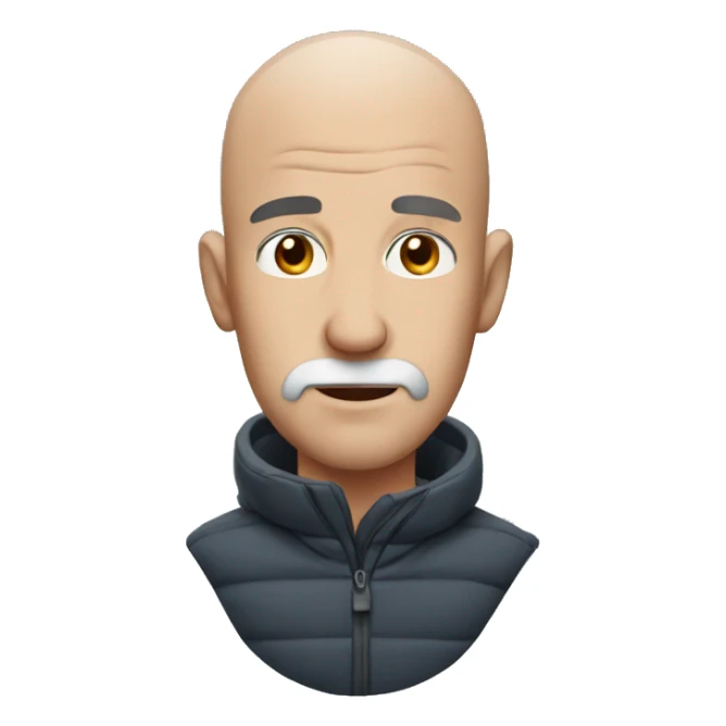 A bald man freezing in the snow sticker