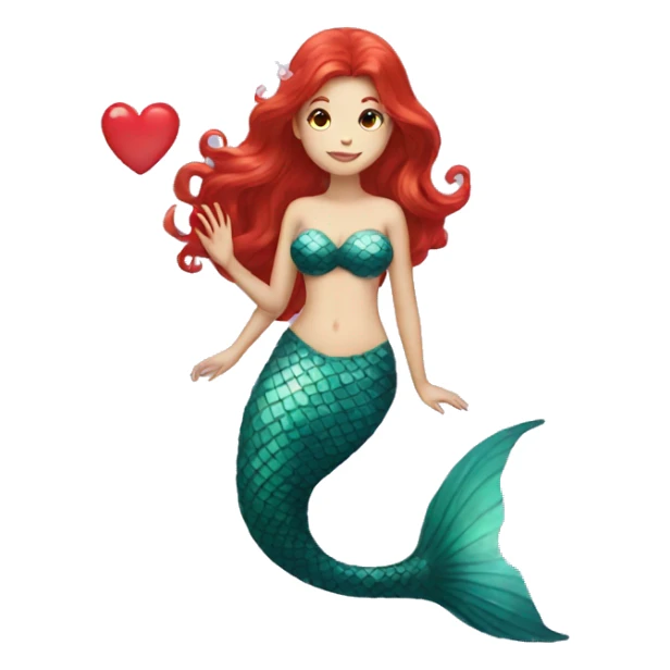 mermaid with red hair with a heart sticker