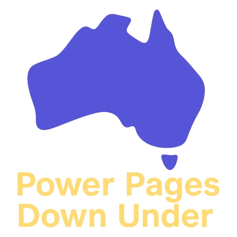Remove the thick border from the map of Australia and text 'Power Pages Down Under'. Make the design clean and modern, suitable for use on a purple background. Use #403DAD, vibrant purple, and #fff7ad as accent colors. No Power Pages icon, no digital web overlay. sticker