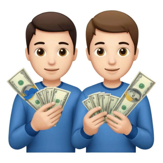 Two young guys holding money in their hands sticker