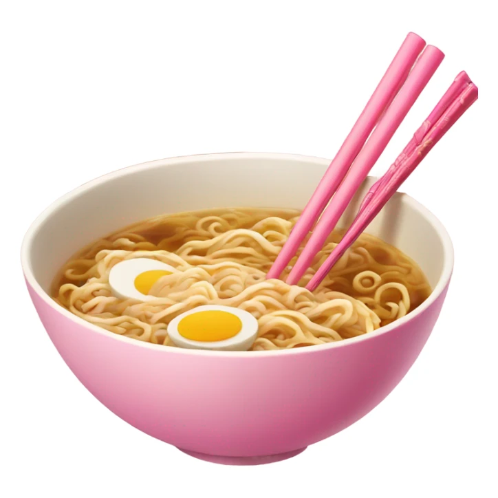 traditional ramen, pink and gold bowl, gold chopsticks sticker