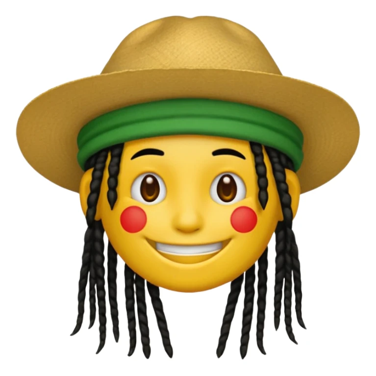 Yellow smile emoji with black dreads and a hat split vertically with three parts with red at the top yellow in the middle and green at the bottom sticker