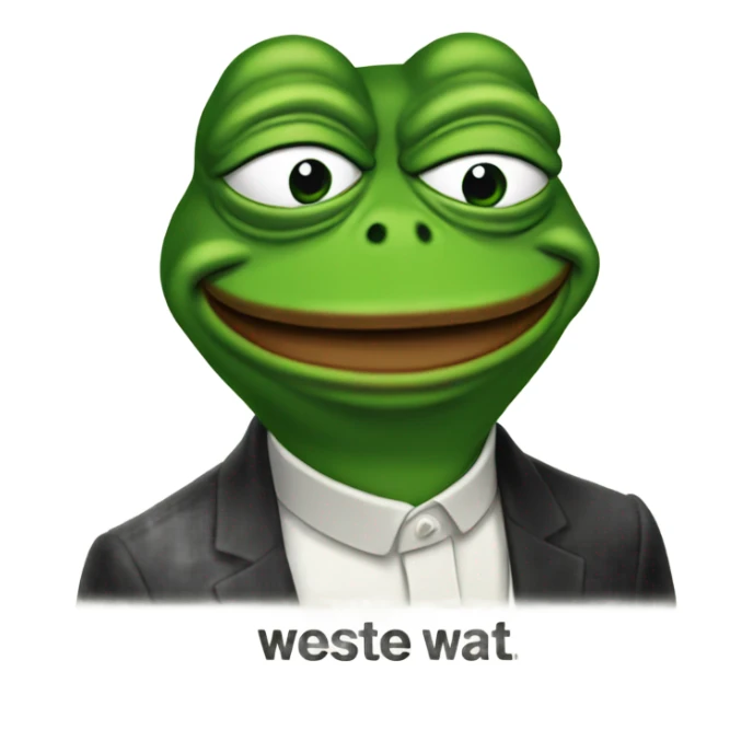 Pepe Frog with "weste wat" as text next to it sticker