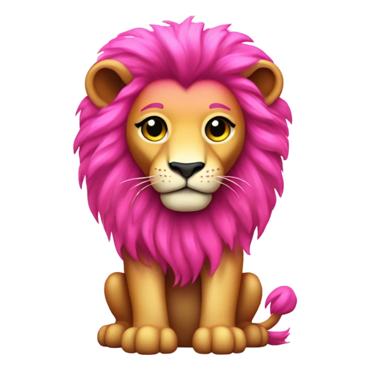 Hot Pink ombre full-body lion with glitter sticker