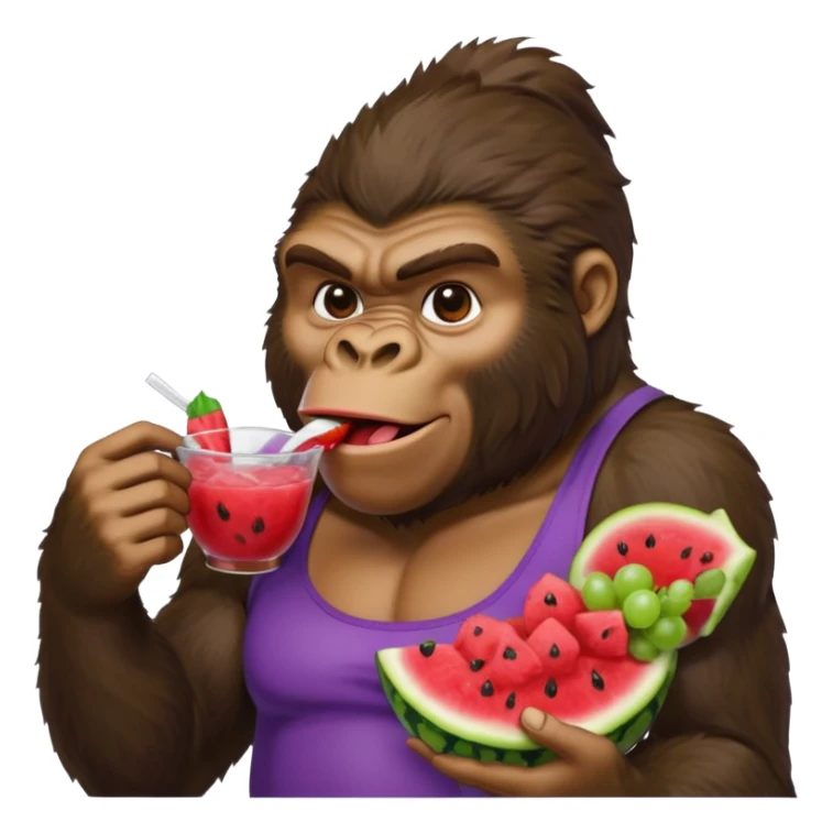 Gorilla man with fried chicken and watermelon and grape koolaid  sticker