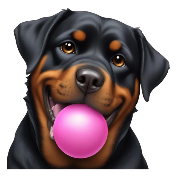 Rottweiler with a pink ball in its mouth sticker