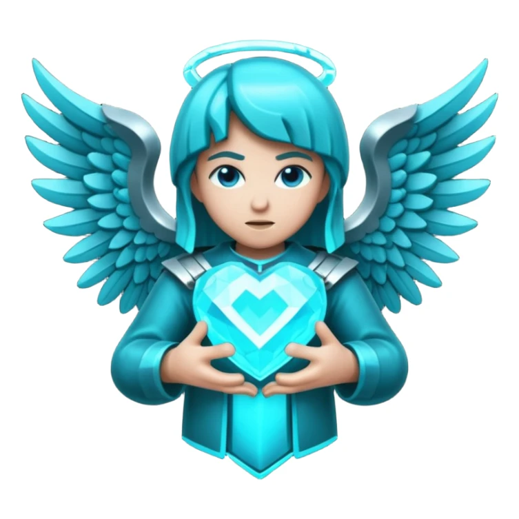 Dark Cyan angel heart with minecraft warden soul sticker