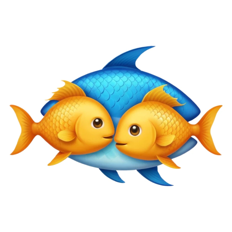 Make an emoji with two fish as pisces from horoscope, make them look very cute and emoji like sticker