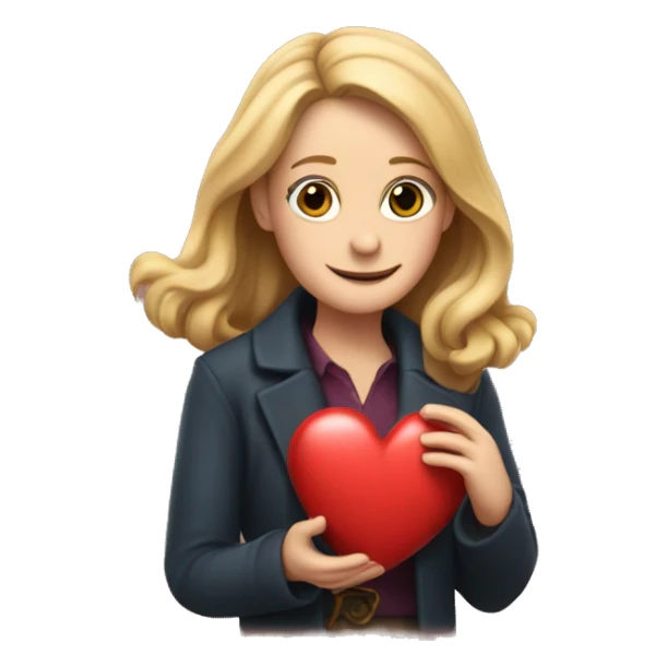Joanne Rowling holds a heart in his hand sticker