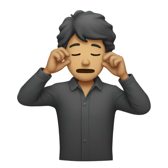 Man burying his face in his hands sticker