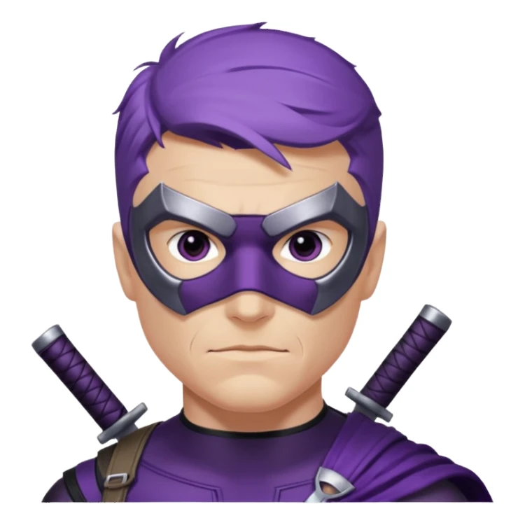 hawkeye marvel superhero with iconic purple mask headshot sticker