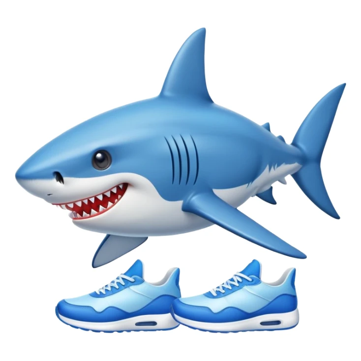 Crea un tiburón con zapatillas azules sticker