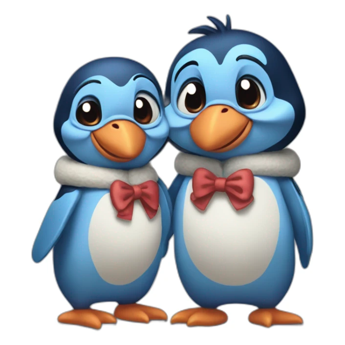 pareja de pingüinos disfrazados de stitch sticker