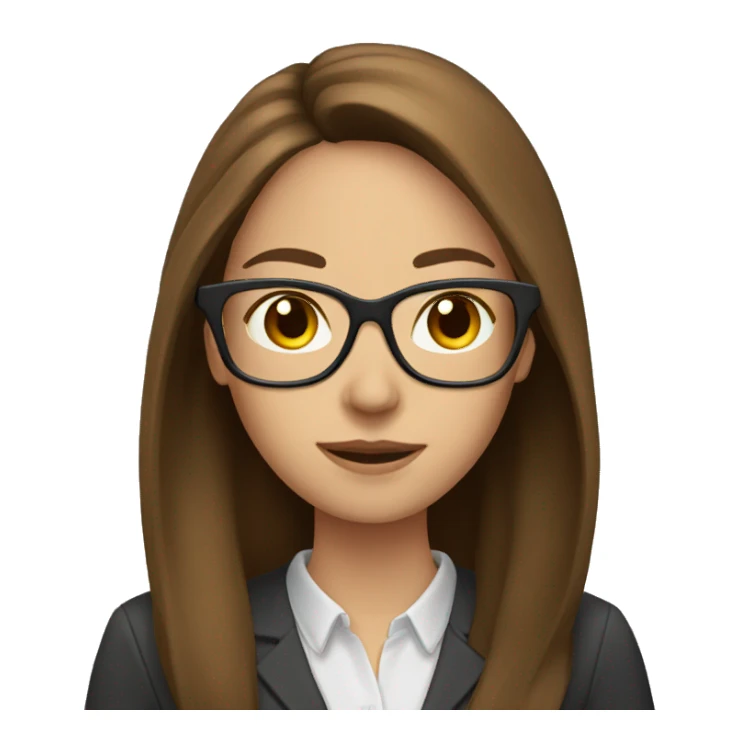 Female teacher long brown hair glasses sticker