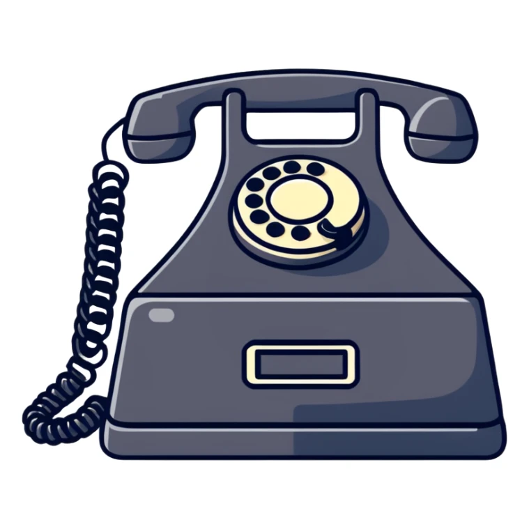black telephone, retro desk phone sticker