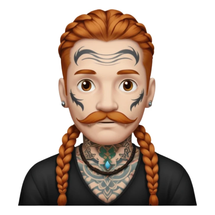 white color mstache dark ginger braids man very white mustache old very tattoed with the whitest mustache ever sticker