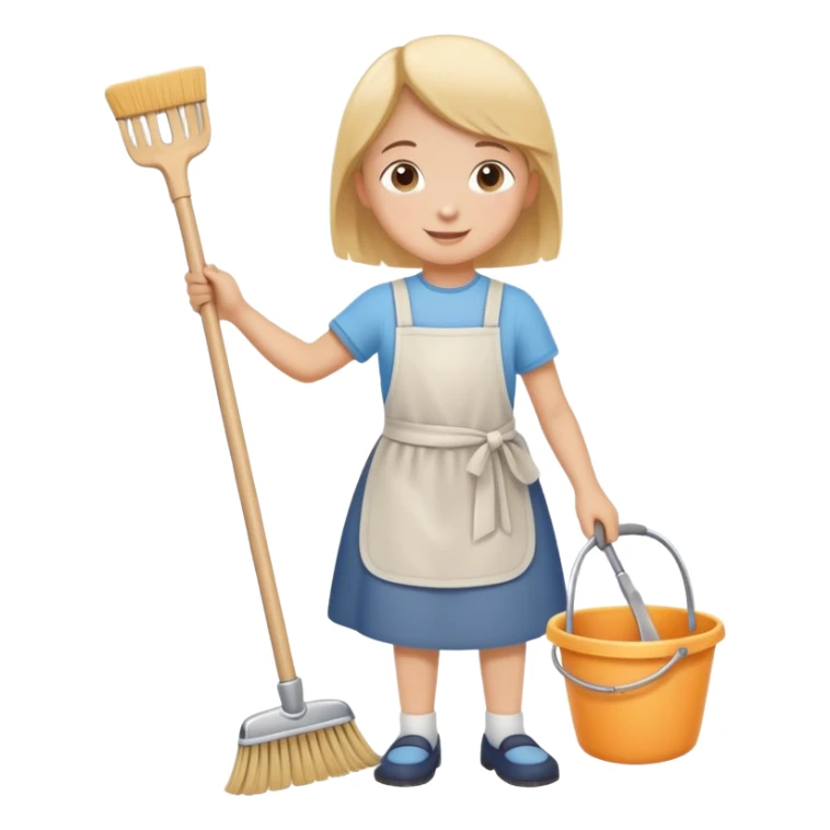 child helping parents with simple chores like sweeping or setting the table, cheerful and helpful sticker