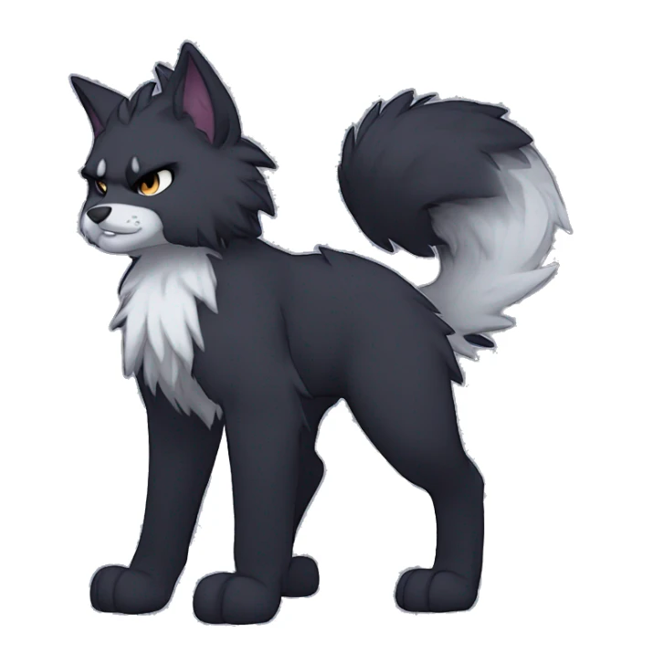 Anthro Dark Edgy Cool Shy Grumpy Fluffy FurSona Fakemon Full Body sticker