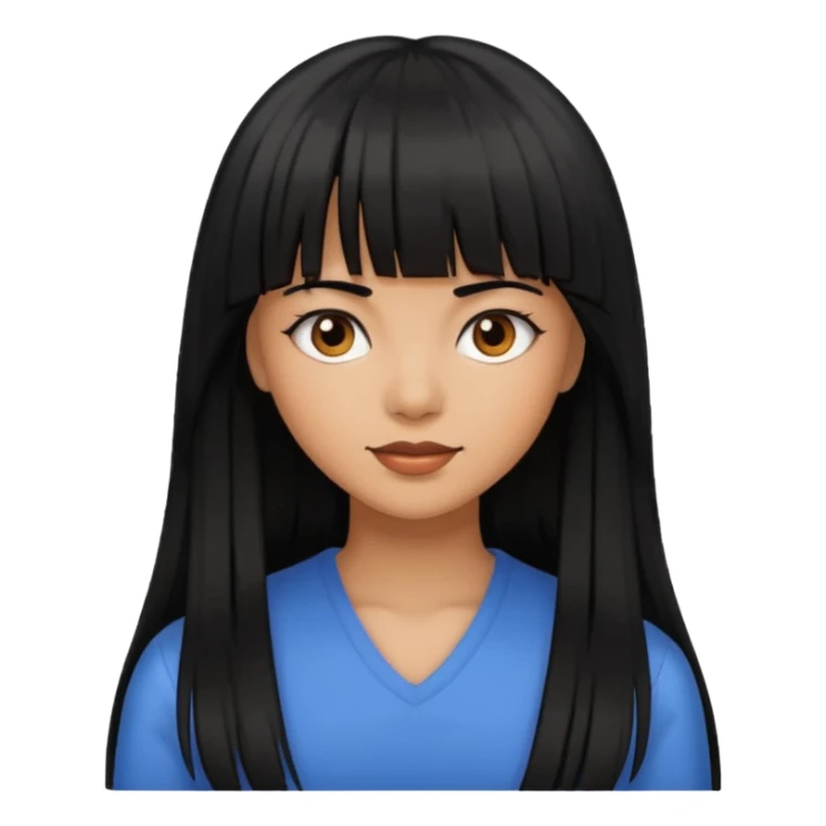 Woman, long black hair with bangs, brown skin  sticker