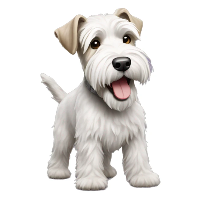 a white and gray soft coated wheaten terrier dog dancing sticker