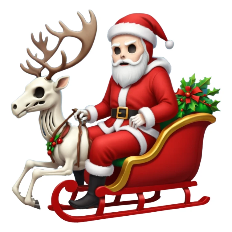 Grim reaper as Santa with a sleigh and skeleton reindeer sticker