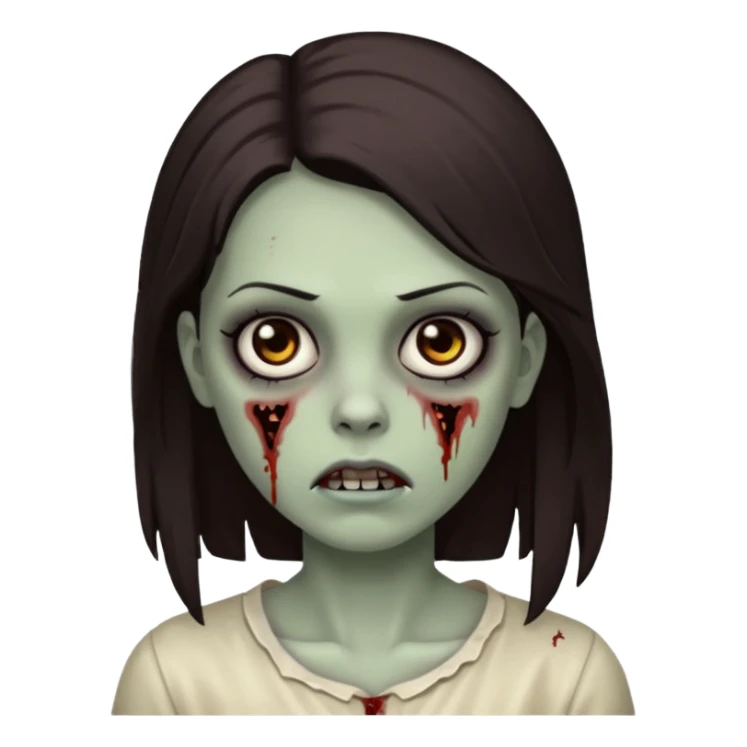 Black eyes, deep brown hair zombie girl sticker