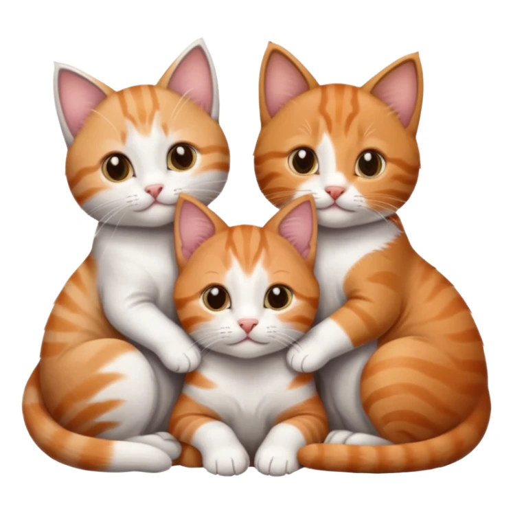 3 kittens cuddling together all different colours, the first one is grey and white, the second is ginger and white and the third is brown tabby and white sticker