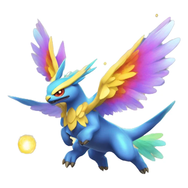Celestial Colorful Vibrant Colors Flying Advanced Fakémon-Legendary-Pokémon-Creature Full Body sticker