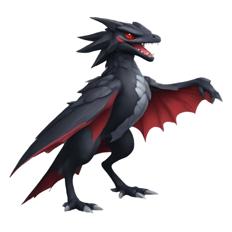 cool edgy black and red Dark-type nargacuga Pokémon full body sticker