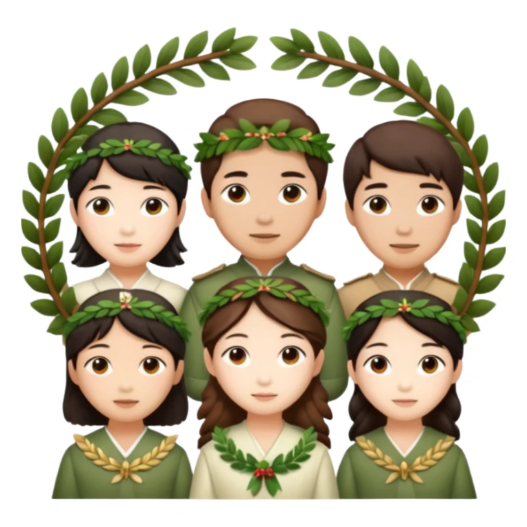 Asians wearing laurel wreaths sticker