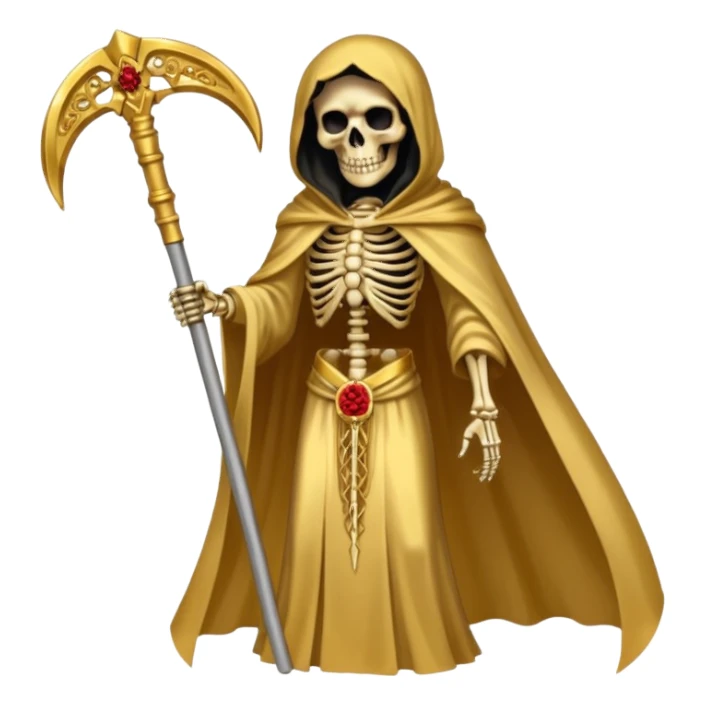 la santa muerte gold with large scythe  sticker