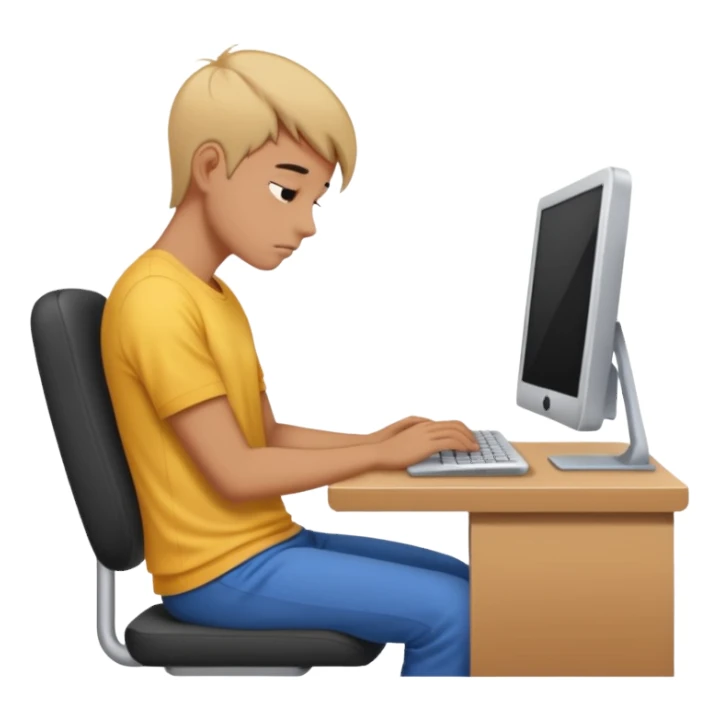 person with bad back or neck posture emoji (like sitting all tilted towards computer) sticker